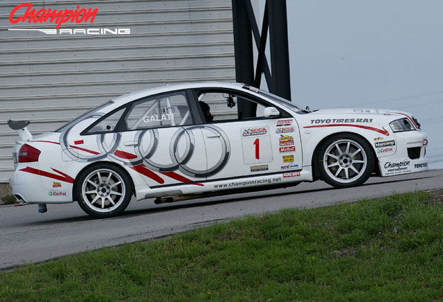 Michael Galati's Audi RS6 waits in the tech line at Mosport